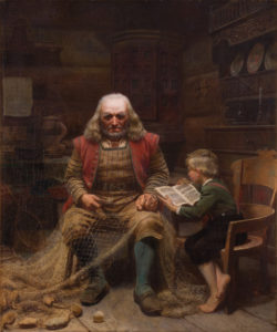 Gutt som leser for Bestefar
