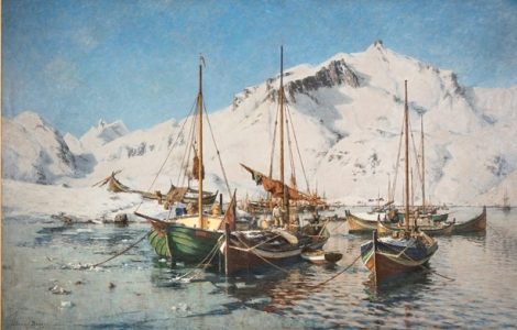 SAMLING: Lørdag 9. mars. Sigurd Sandmo i samtale med Terje Søviknes om maleriet «Landligge i Lofoten».